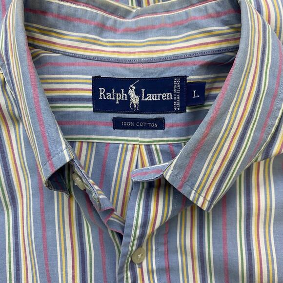 Ralph Lauren Button Down Shirt Mens L Striped Multicolor Long Sleeve Corp Office - Picture 3 of 7